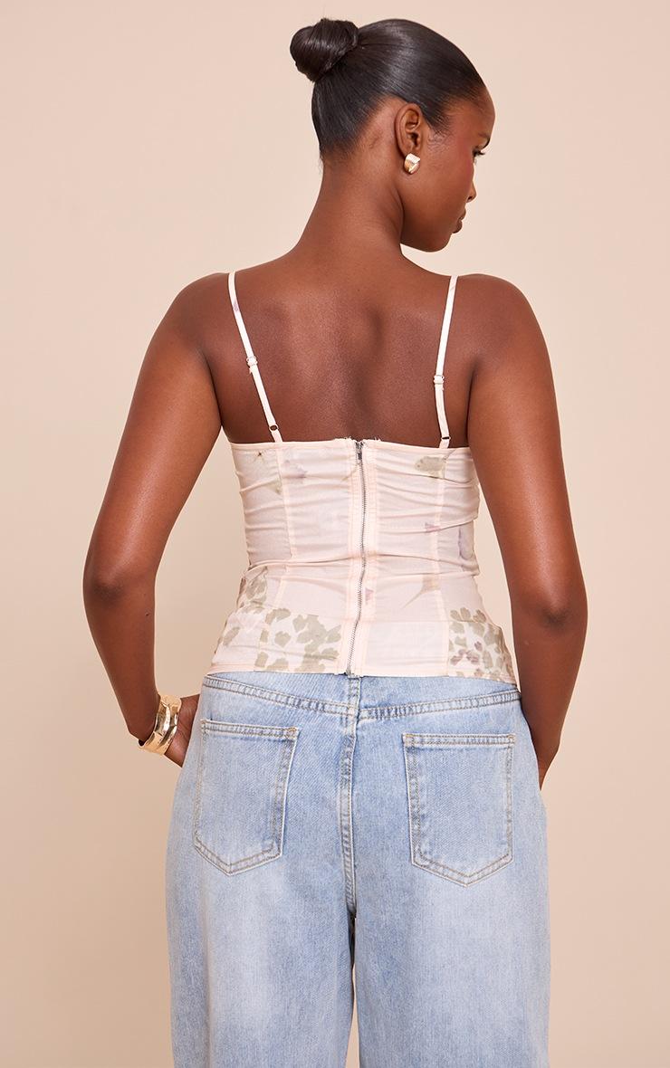 Pretty Little Thing Beige Print Structured Corset Top