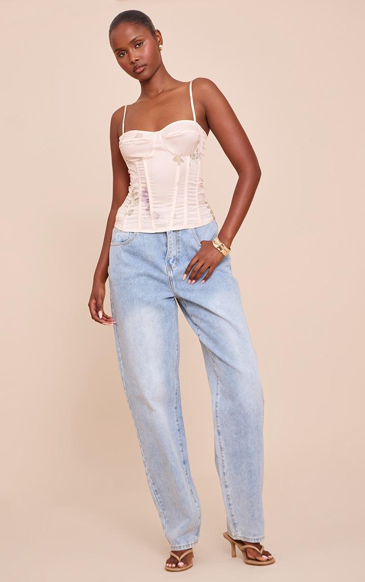 Pretty Little Thing Beige Print Structured Corset Top