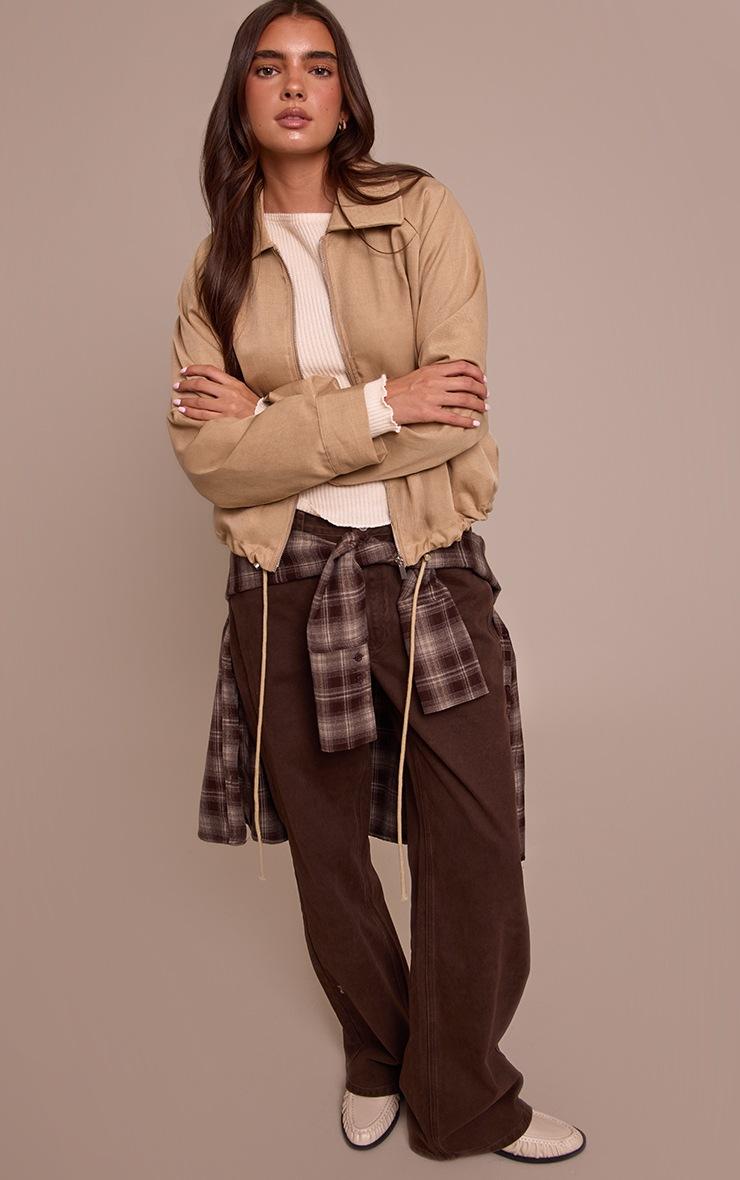 Pretty Little Thing Beige Utility Style Draw Cord Bomber Jacket