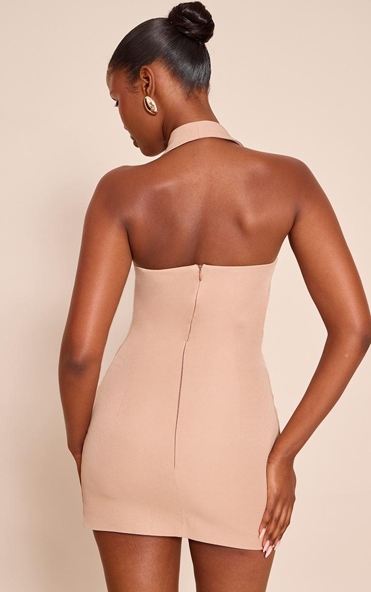 Pretty Little Thing Beige Woven Waist Coat Mini Dress