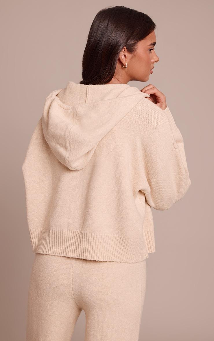 Pretty Little Thing Beige Zip Through Knitted Hoodie