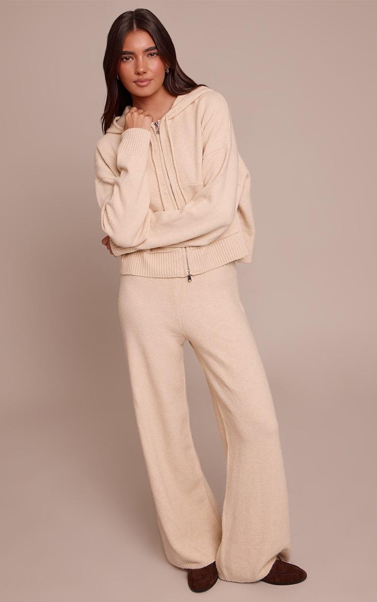 Pretty Little Thing Beige Zip Through Knitted Hoodie
