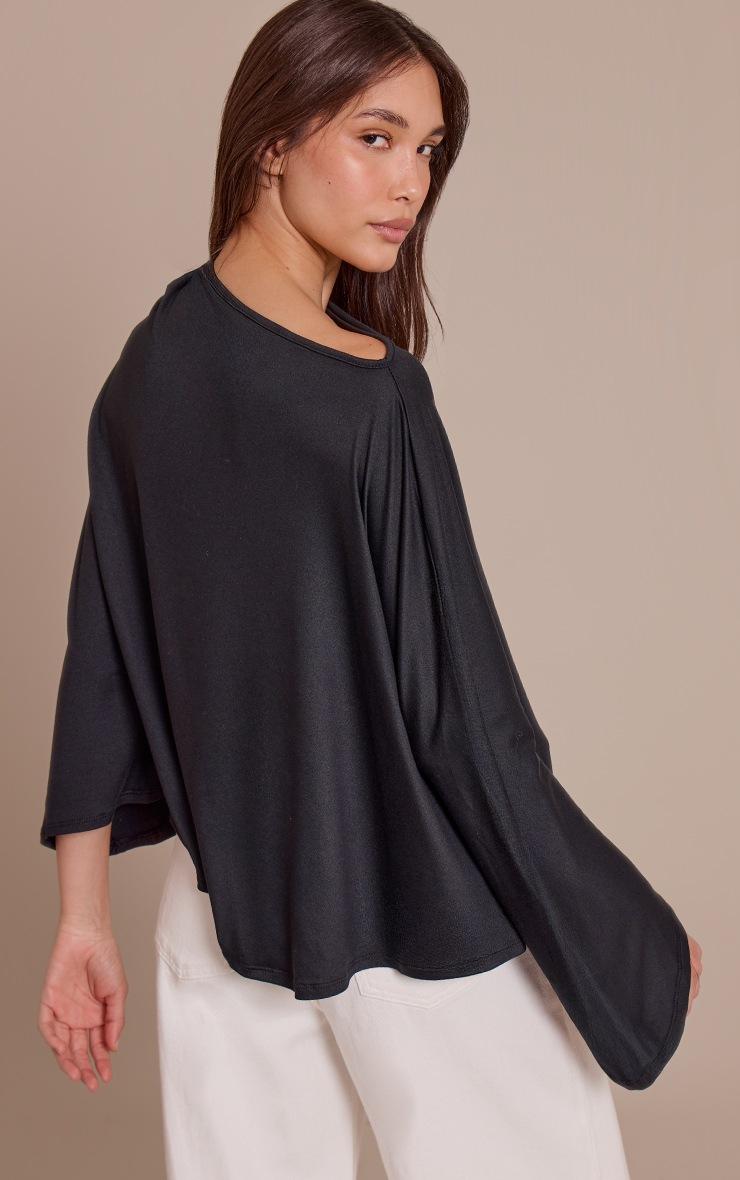 Pretty Little Thing Black Asymmetric Slouchy Long Sleeve Top