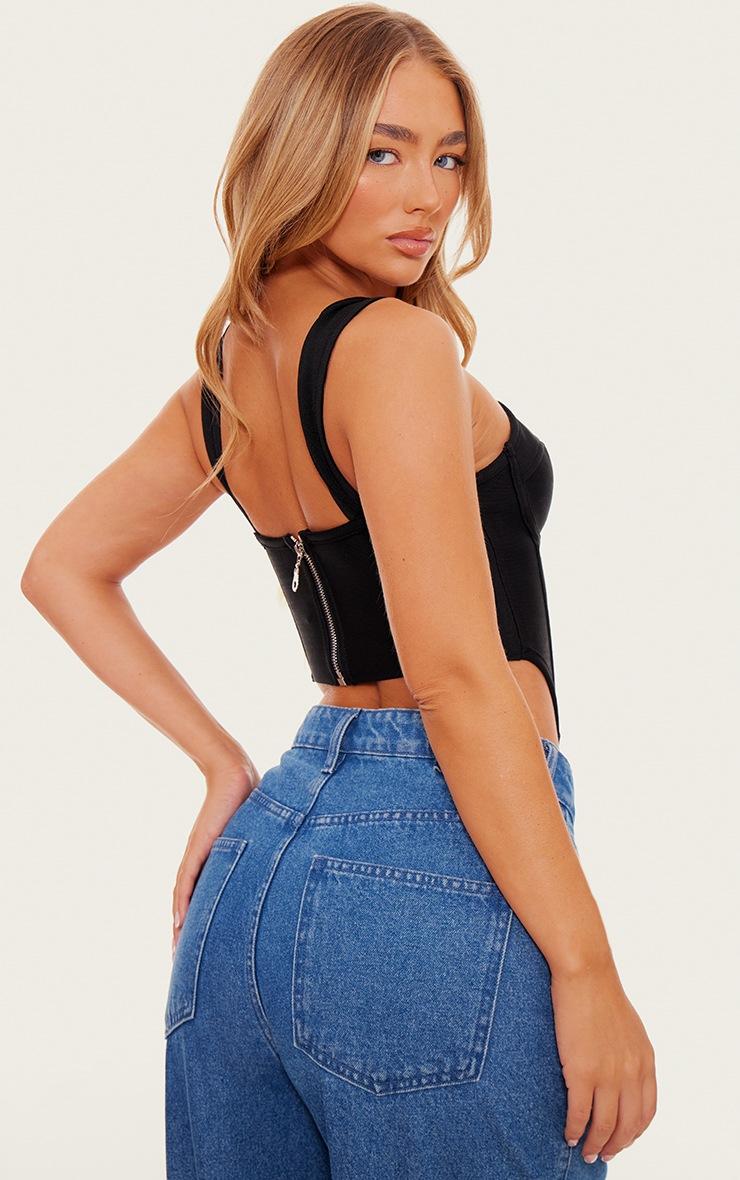 Pretty Little Thing Black Bandage Dip Hem Bust Cup Corset