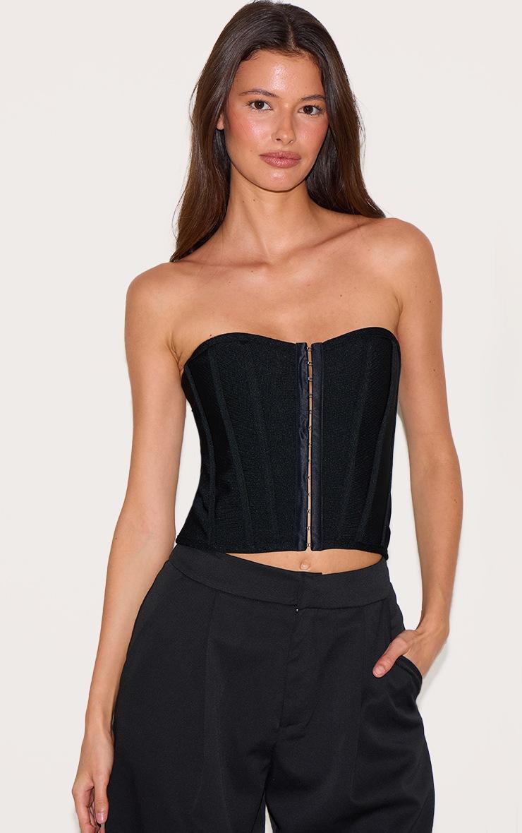 Pretty Little Thing Black Bandage Hook And Eye Structured Corset