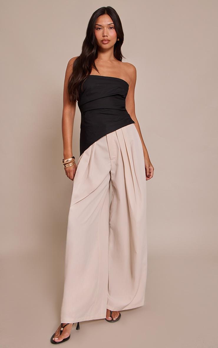 Pretty Little Thing Black Bandeau Asymmetric Ruched Detail Top