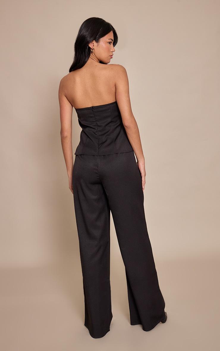 Pretty Little Thing Black Bandeau Tailored Straight Leg Jumpsuit