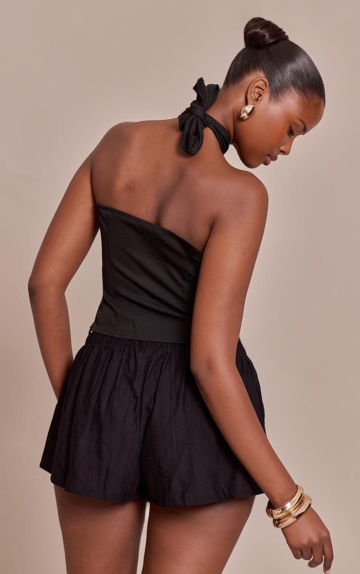 Pretty Little Thing Black Bead Detail Woven Halterneck Top