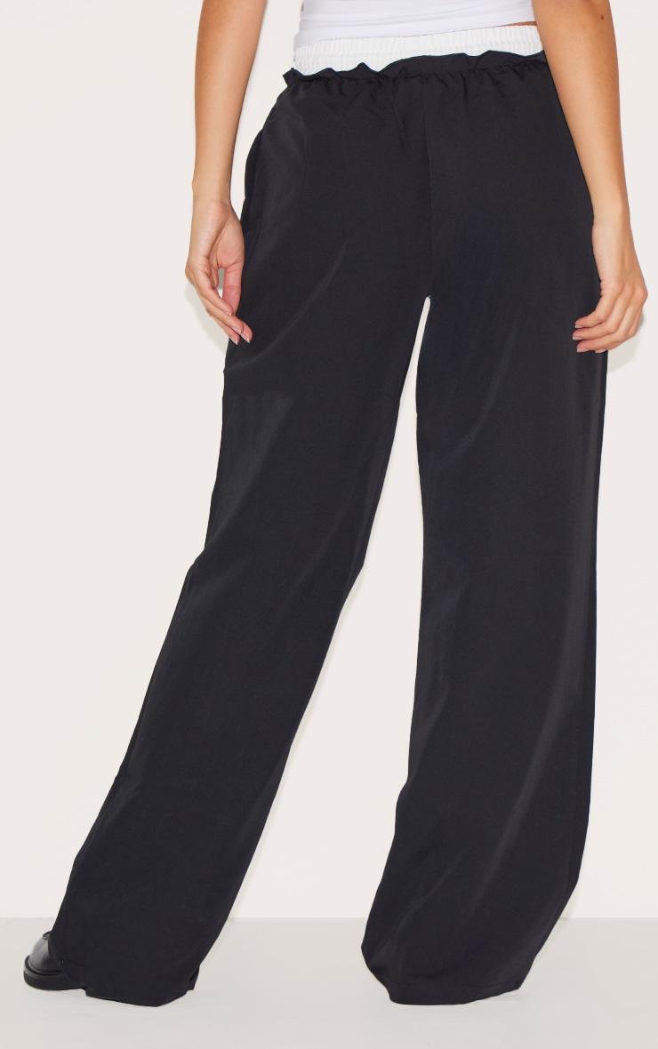 Pretty Little Thing Black Boxer Detail Drawstring Waist Pants