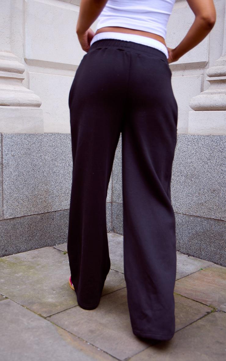 Pretty Little Thing Black Boxer Waistband Wide Leg Sweat Sweatpants