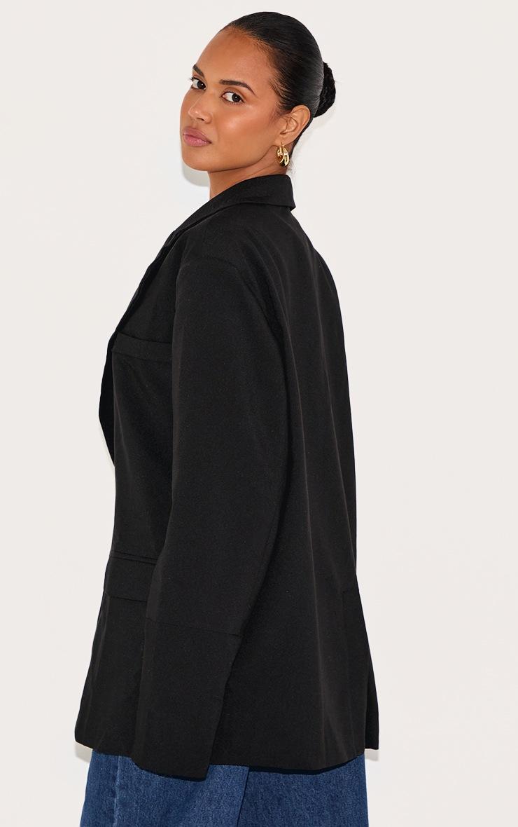 Pretty Little Thing Black Boxy Drop Shoulder Oversized Dad Blazer