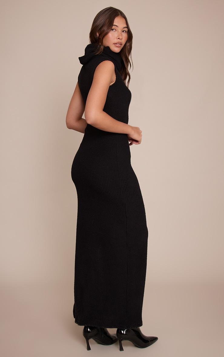 Pretty Little Thing Black Brushed Rib Roll Neck Sleeveless Maxi Dress