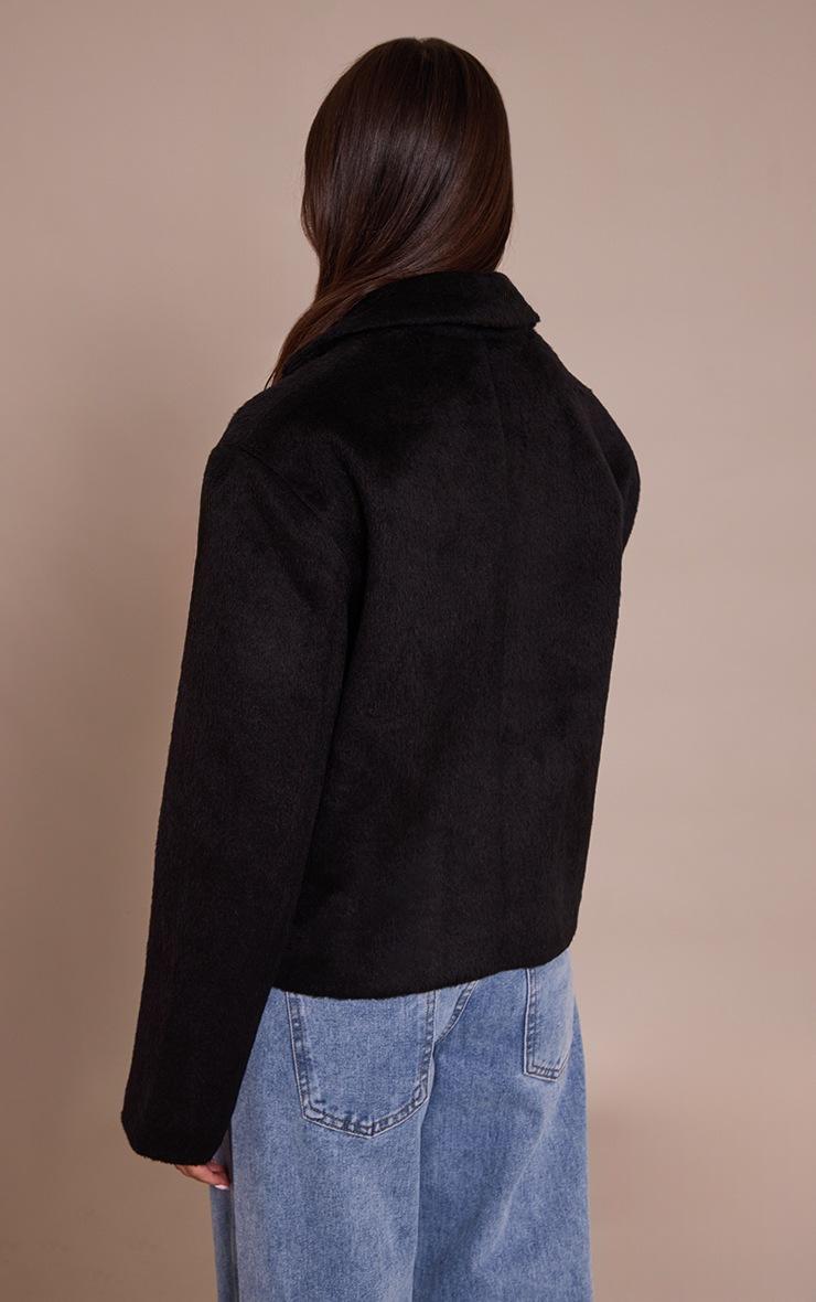Pretty Little Thing Black Brushed Wool Cropped Trench Coat