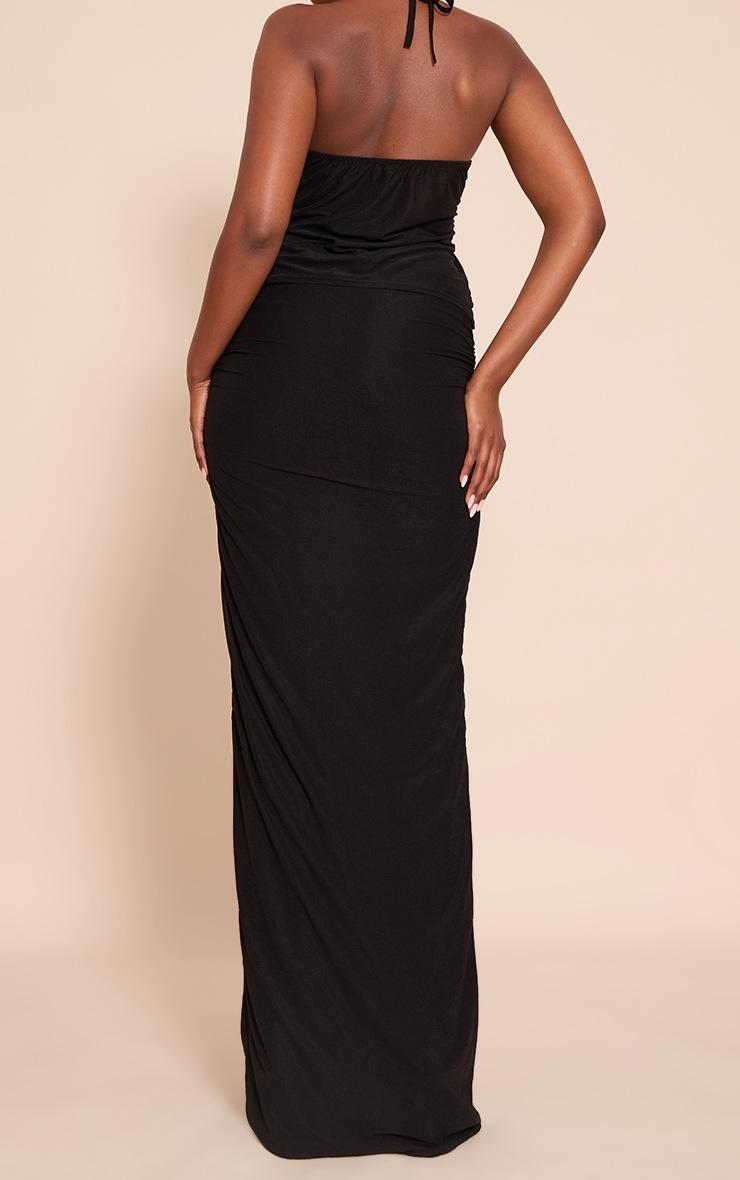 Pretty Little Thing Black Chiffon Gold Trim Maxi Skirt