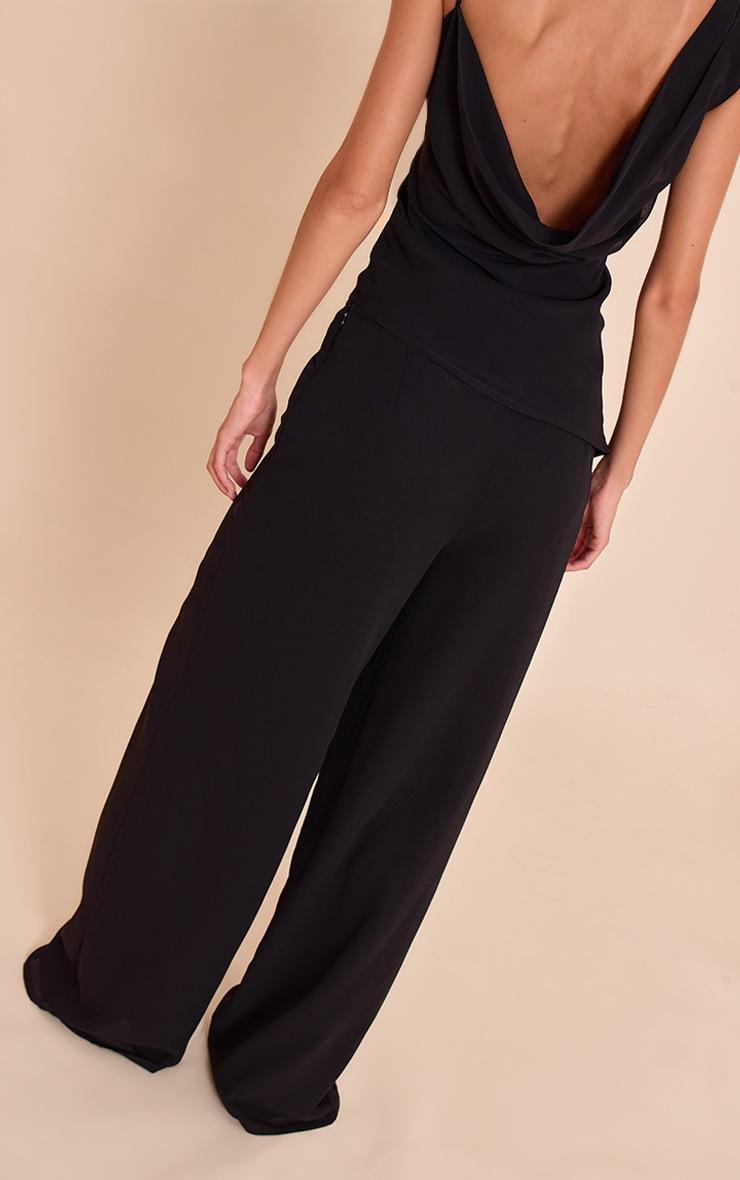 Pretty Little Thing Black Chiffon Straight Leg Pant