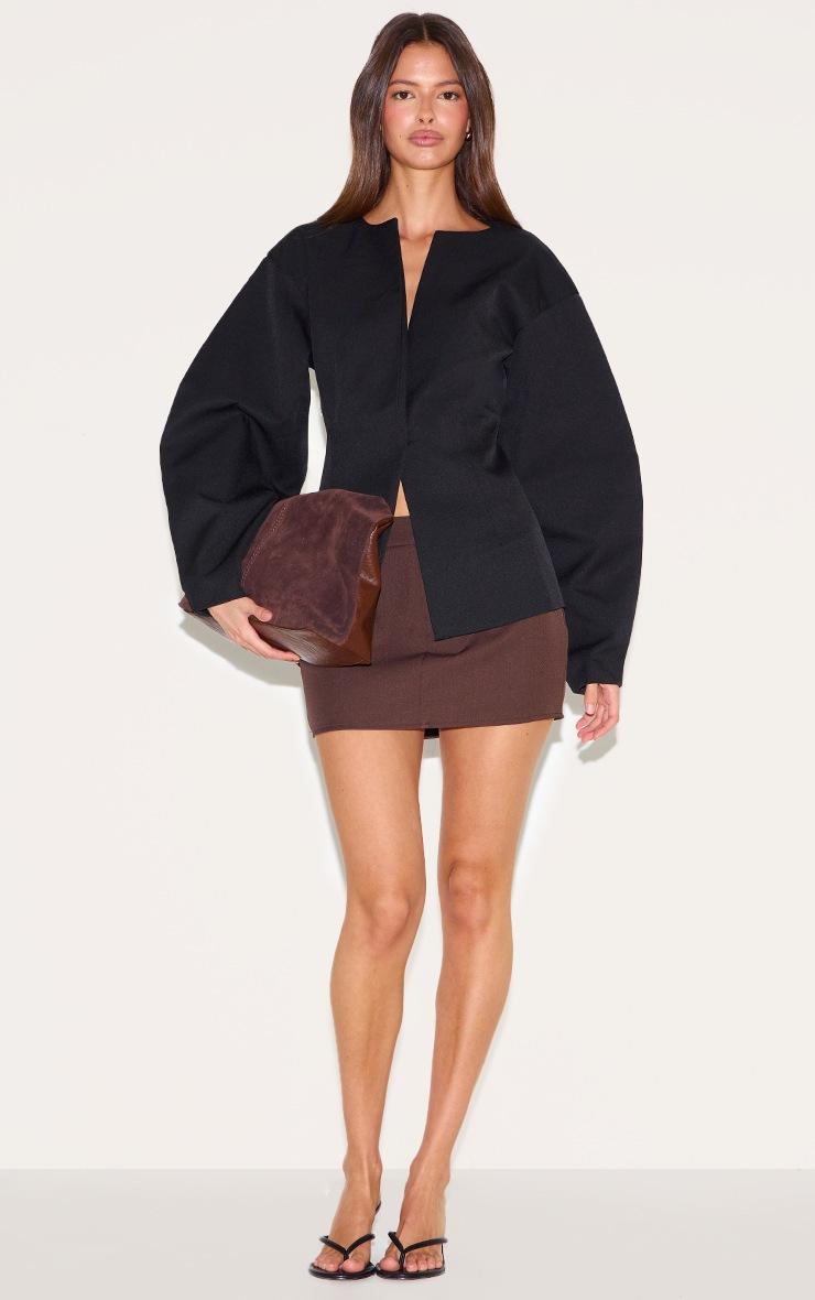 Pretty Little Thing Black Cocoon Sleeve Cinched Waist Blazer