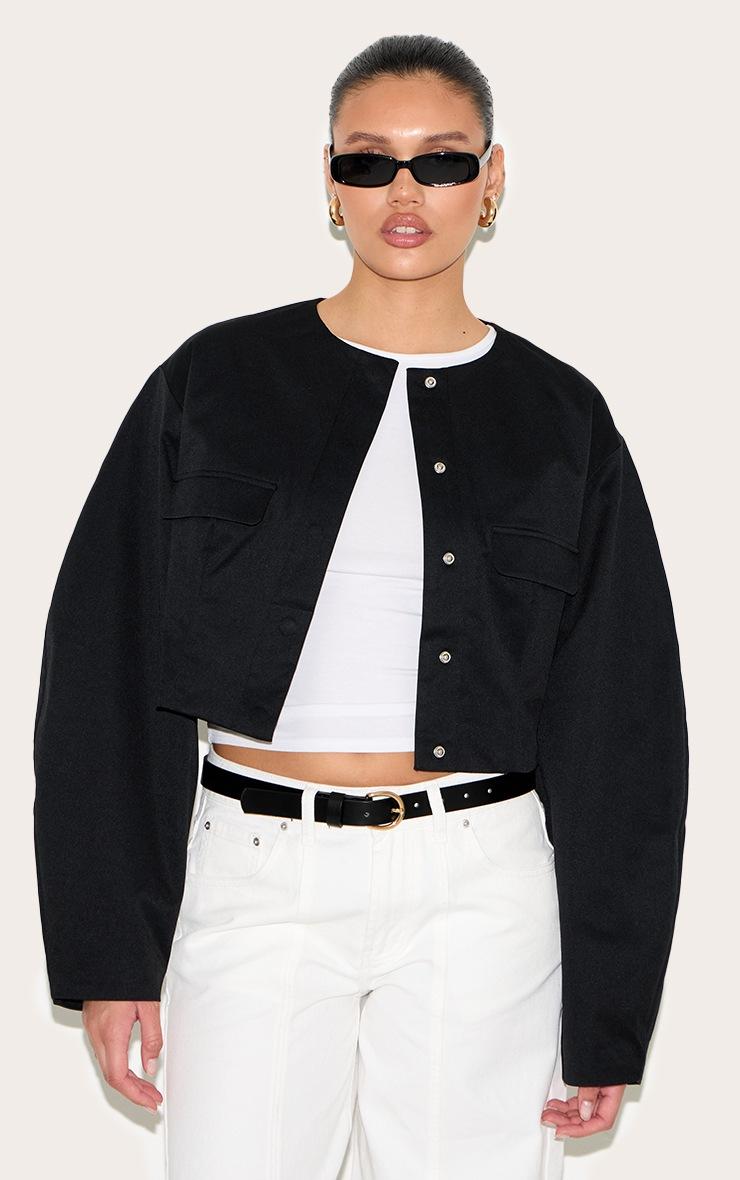 Pretty Little Thing Black Cocoon Sleeve Cropped Blazer