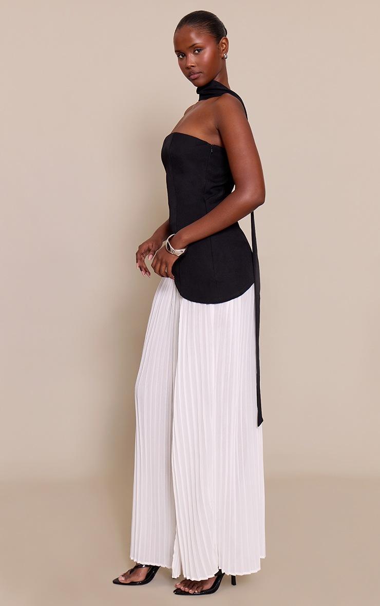 Pretty Little Thing Black Contrast Pleated Skirt Maxi Dress