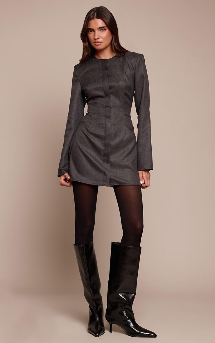 Pretty Little Thing Black Cord Oversized Blazer Dress