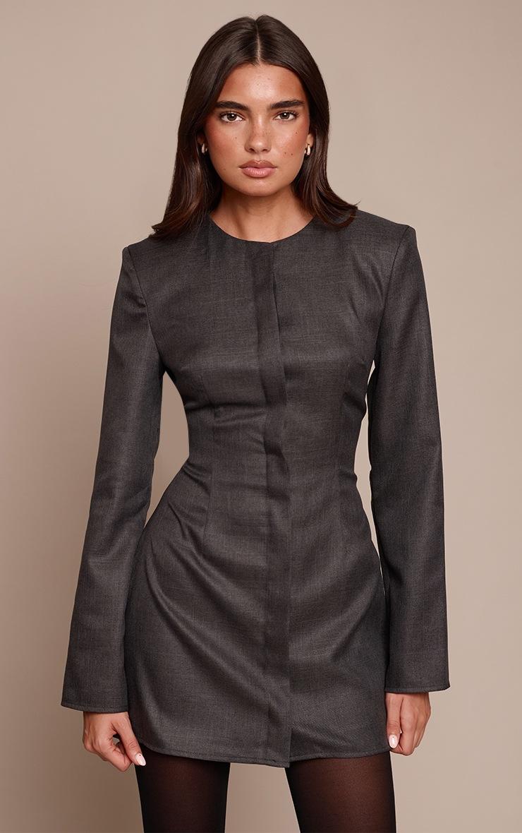 Pretty Little Thing Black Cord Oversized Blazer Dress