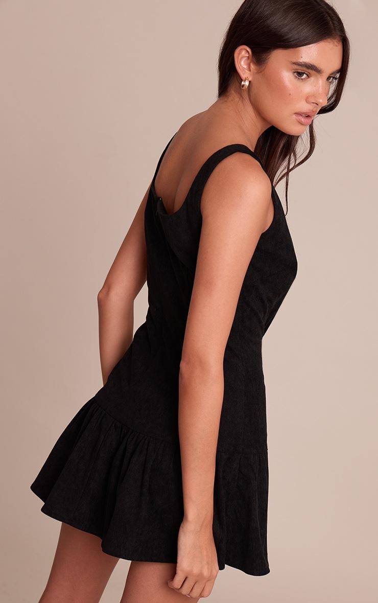 Pretty Little Thing Black Cord Scoop Neck Shift Dress