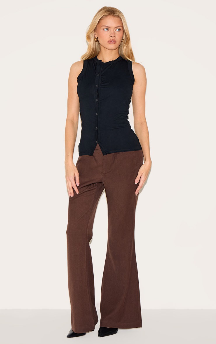 Pretty Little Thing Black Cotton Asymmetric Button Down Top