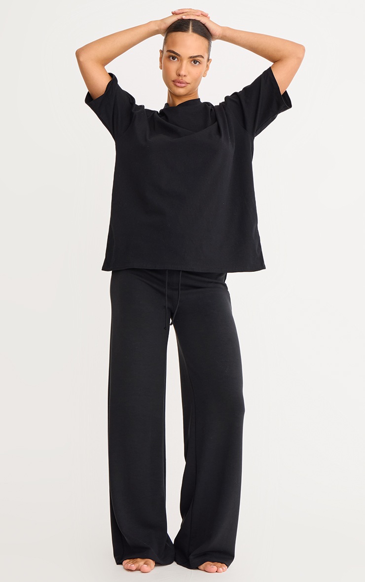 Pretty Little Thing Black Cotton Basic Oversized T-shirt