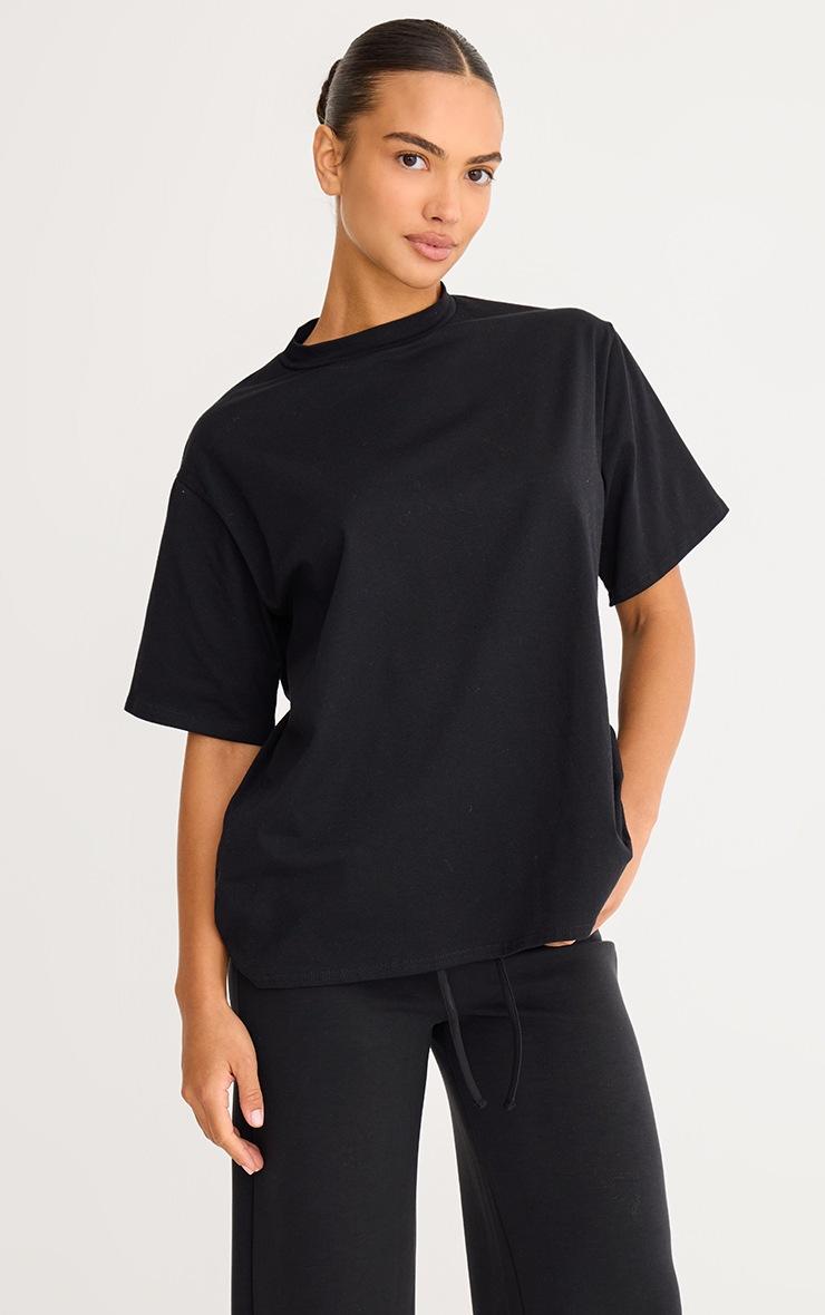 Pretty Little Thing Black Cotton Basic Oversized T-shirt