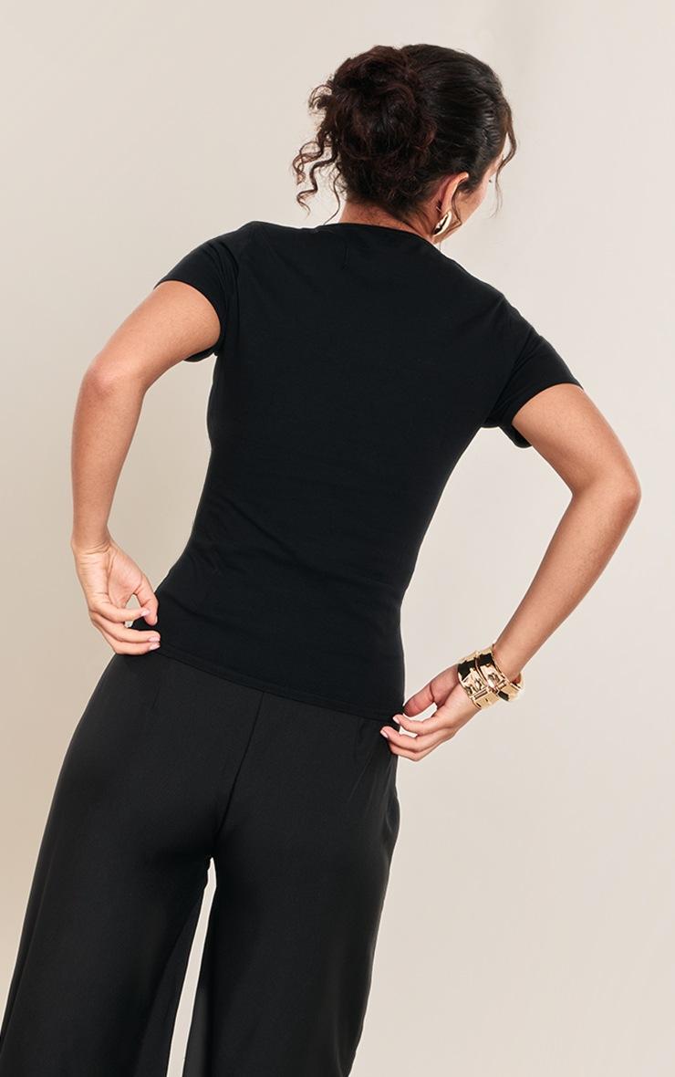 Pretty Little Thing Black Cotton Crew Neck Longline Short Sleeve T-shirt
