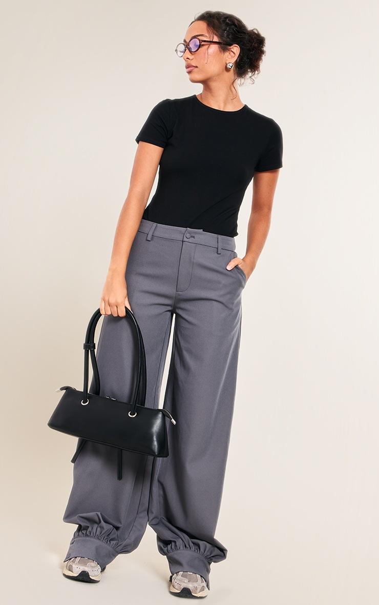 Pretty Little Thing Black Cotton Crew Neck Short Sleeve Bodysuit