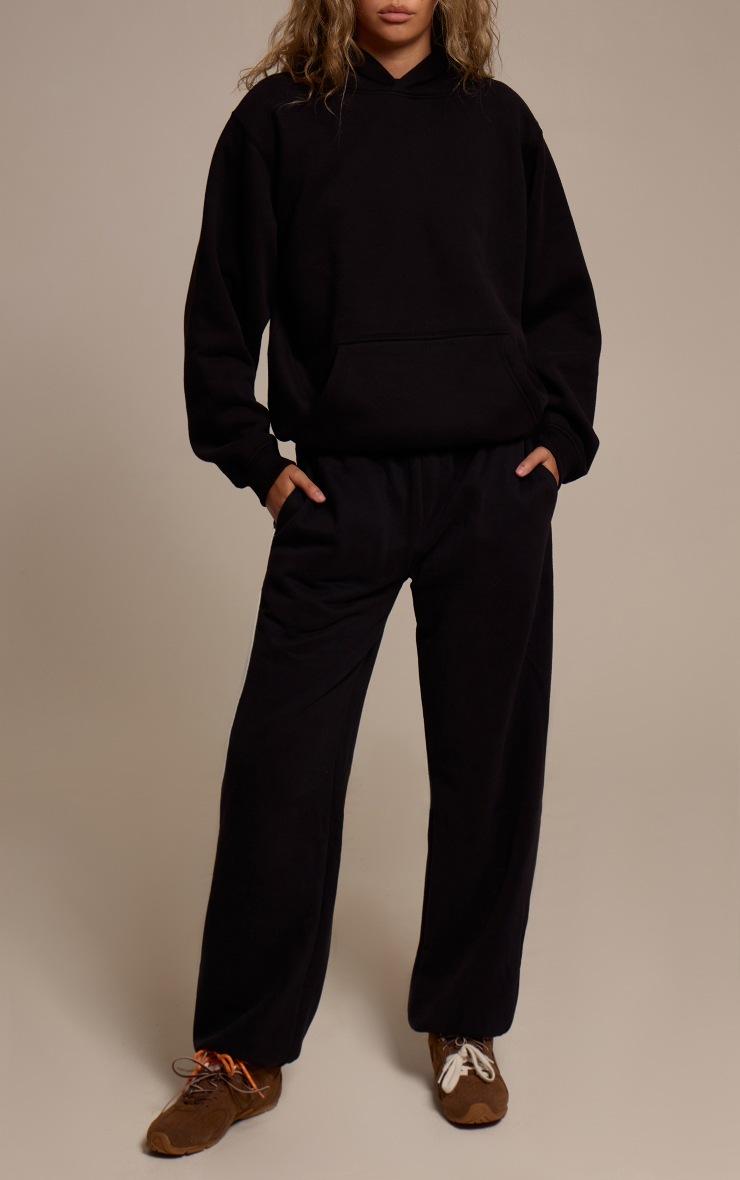 Pretty Little Thing Black Cotton Fleece Cuffed Sweatpants