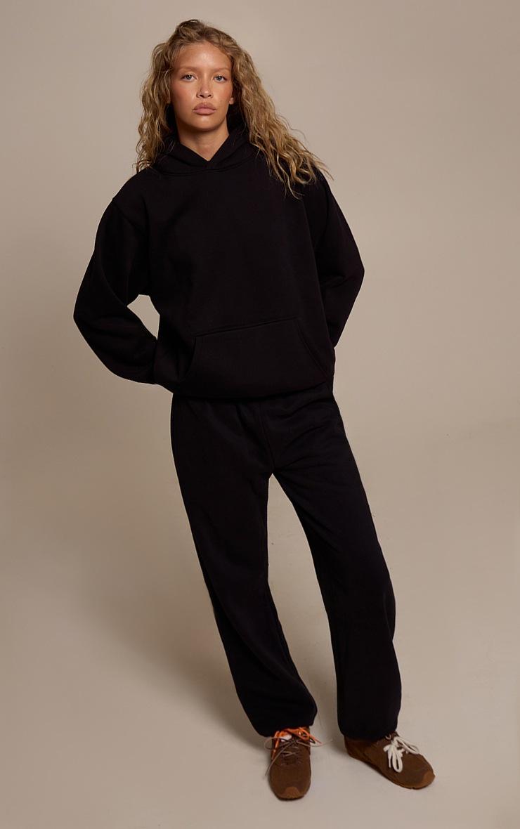 Pretty Little Thing Black Cotton Fleece Cuffed Sweatpants