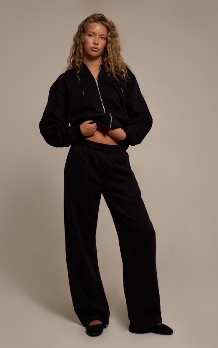 Pretty Little Thing Black Cotton Fleece Full Zip Hoodie