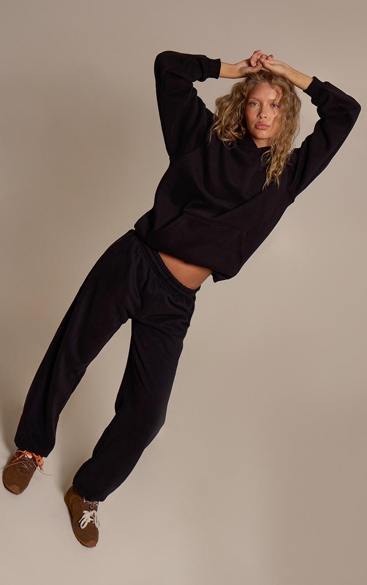 Pretty Little Thing Black Cotton Fleece Pullover Hoodie