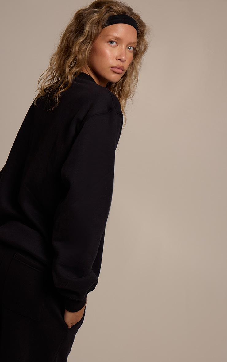 Pretty Little Thing Black Cotton Fleece Pullover Sweatshirt