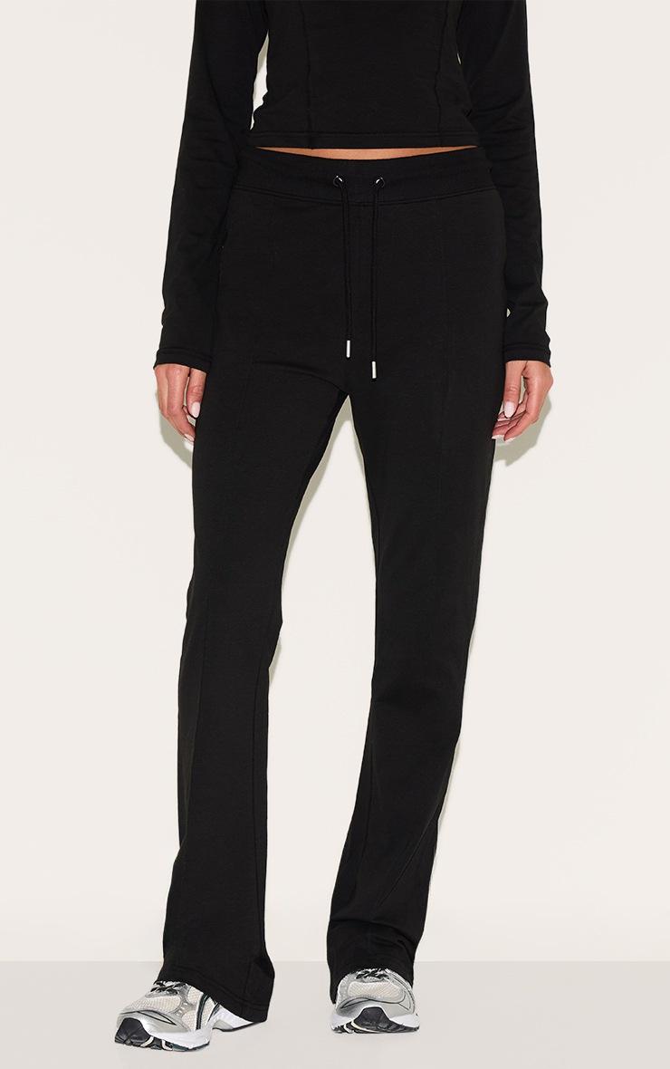 Pretty Little Thing Black Cotton Seam Detail Mid Rise Skinny Flares