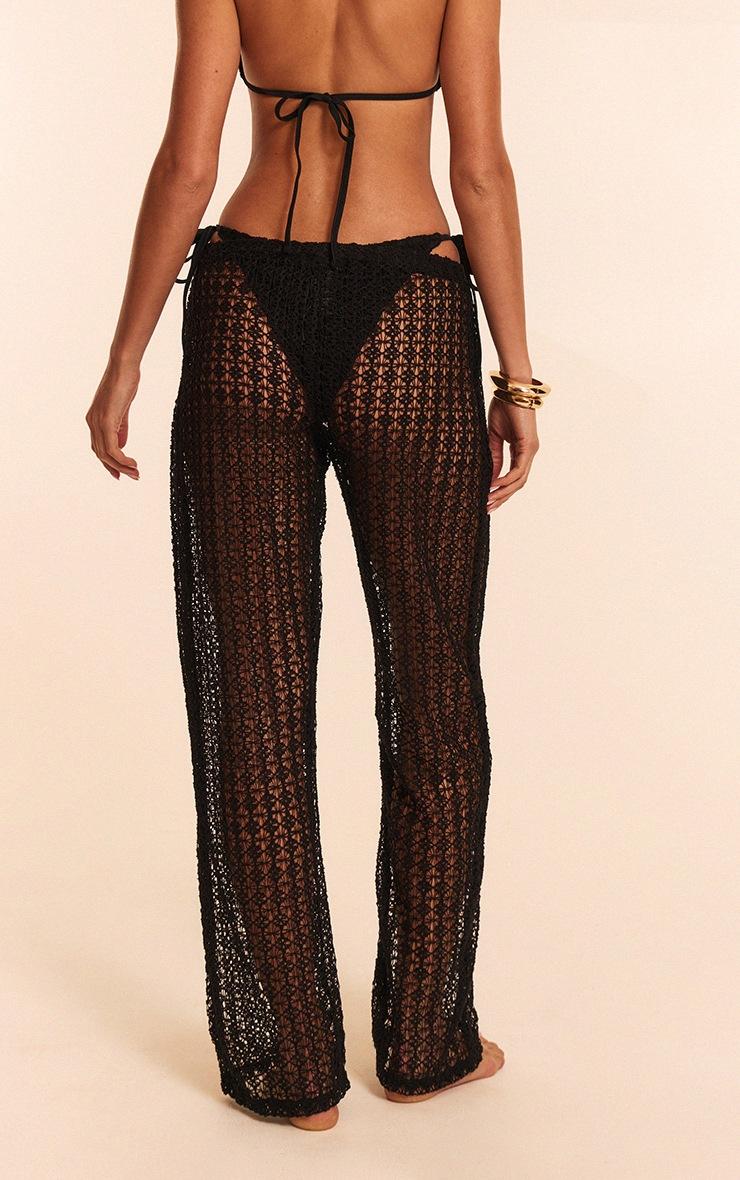 Pretty Little Thing Black Crochet Wide Leg Beach Pants