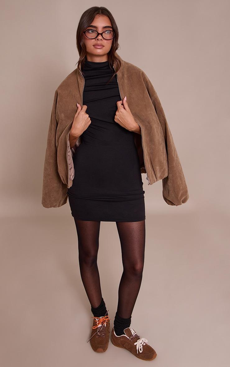 Pretty Little Thing Black Double Contour Asymmetric Overlay Detail Bodycon Dress