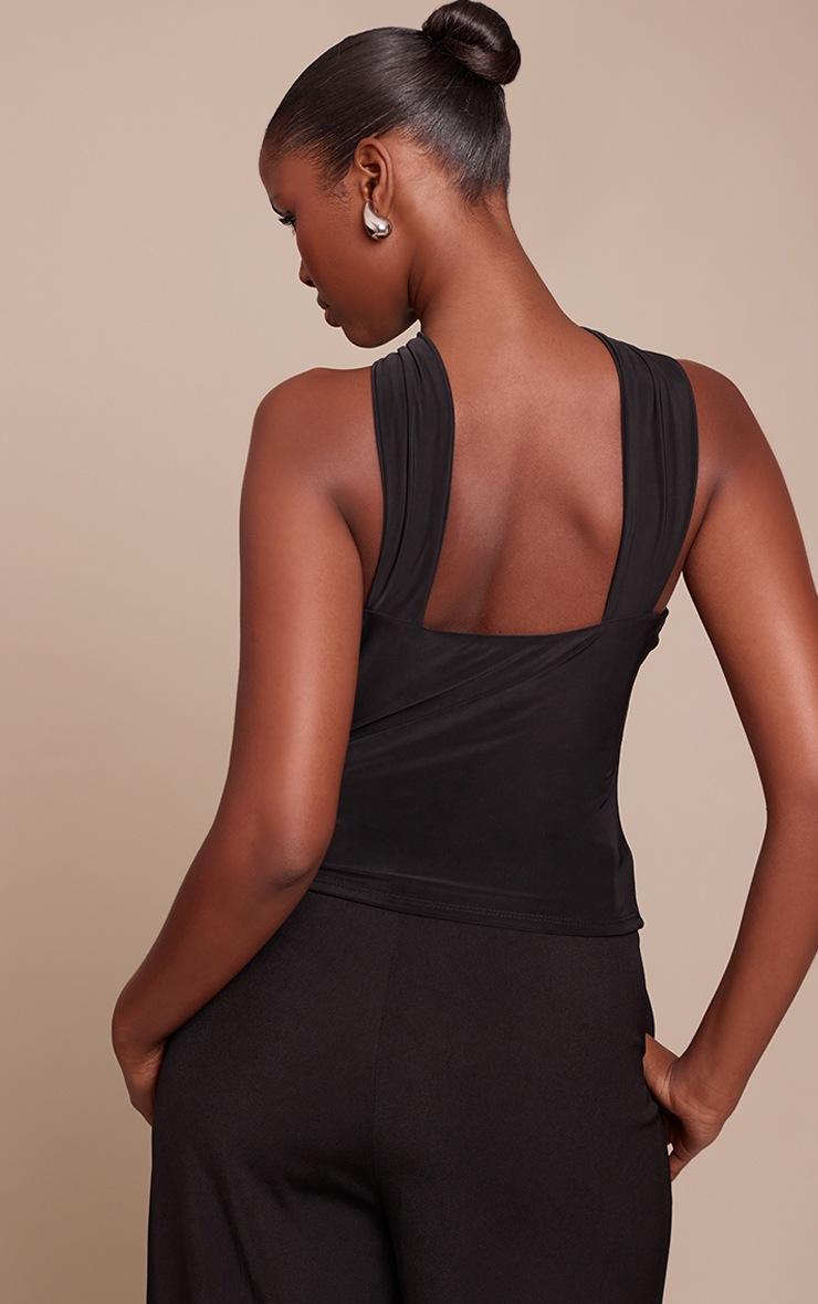 Pretty Little Thing Black Double Layer Slinky Trim Detail Sleeveless Top