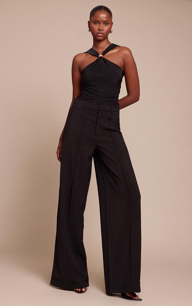 Pretty Little Thing Black Double Layer Slinky Trim Detail Sleeveless Top