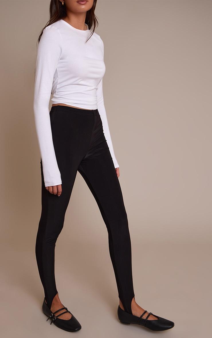 Pretty Little Thing Black Double Layered Slinky Stirrup Legging