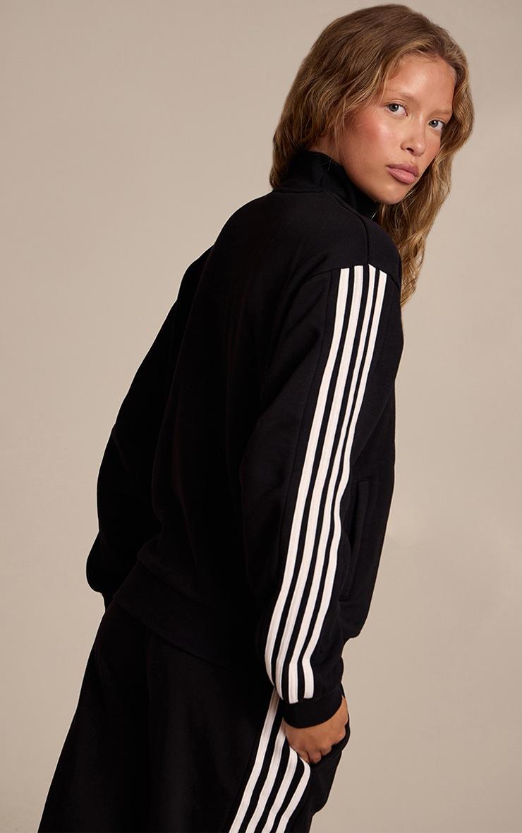 Pretty Little Thing Black Double Side Stripe Zip Up Bomber Jacket