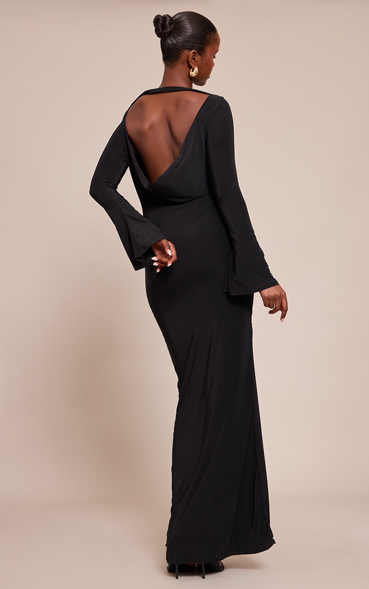 Pretty Little Thing Black Double Slinky Twist Detail Maxi Dress