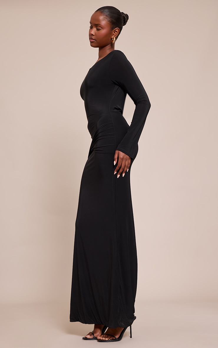 Pretty Little Thing Black Double Slinky Twist Detail Maxi Dress