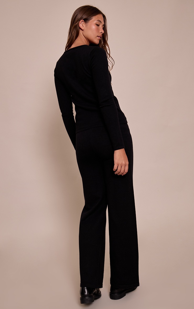 Pretty Little Thing Black Drawstring Waist Fine Knit Pant