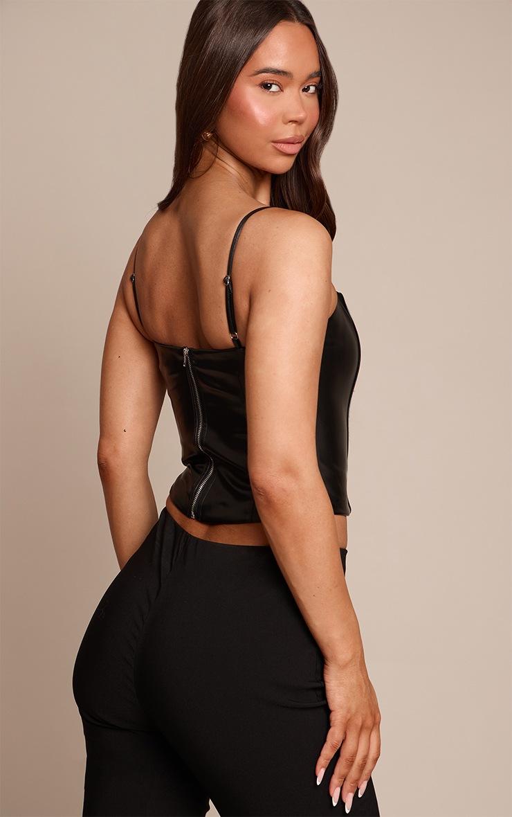Pretty Little Thing Black Faux Leather Bonded Strappy Corset