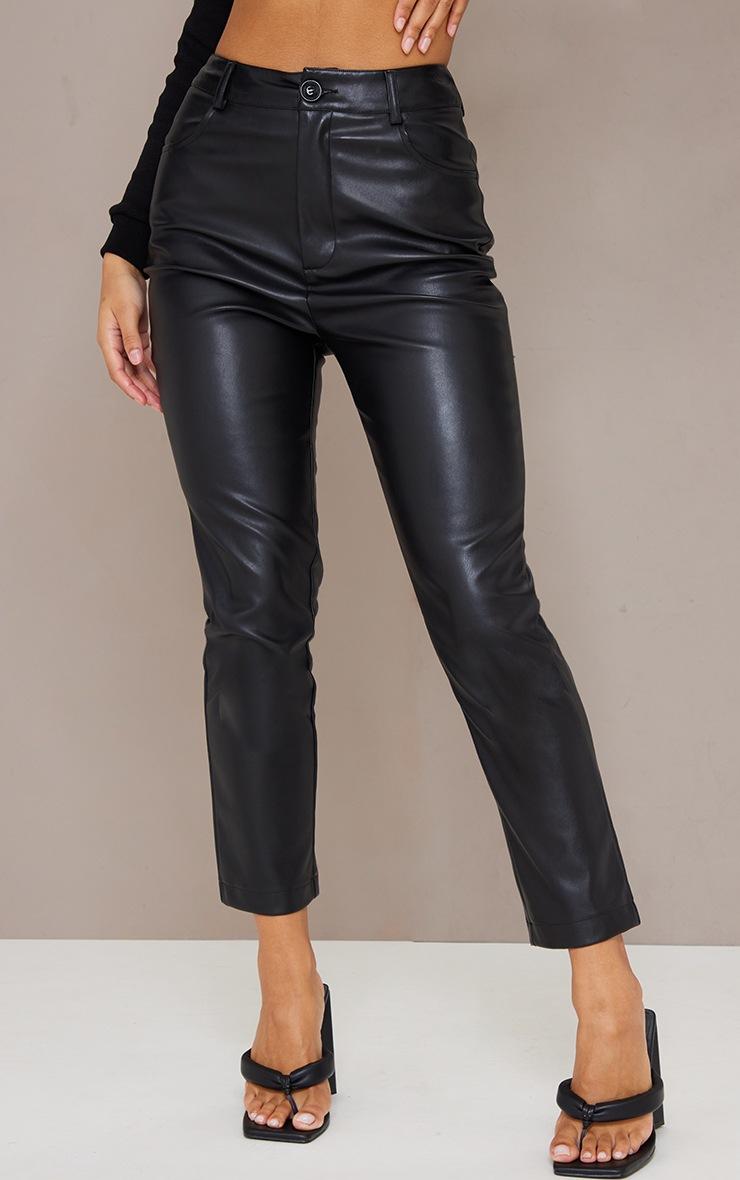 Pretty Little Thing Black Faux Leather Cropped Pants