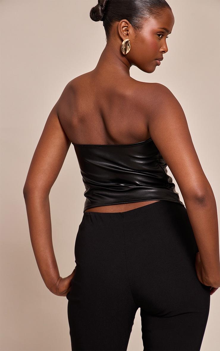 Pretty Little Thing Black Faux Leather Fitted Bandeau Top