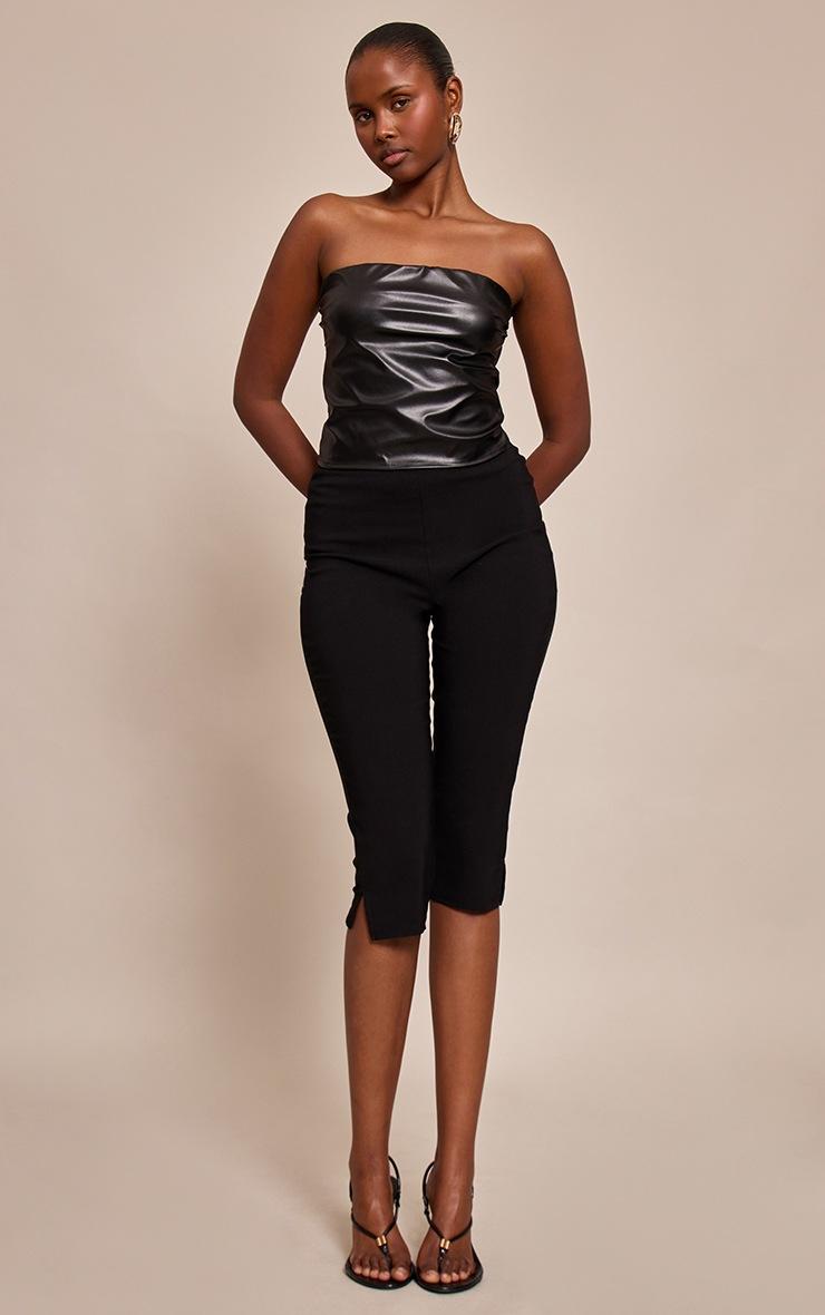 Pretty Little Thing Black Faux Leather Fitted Bandeau Top