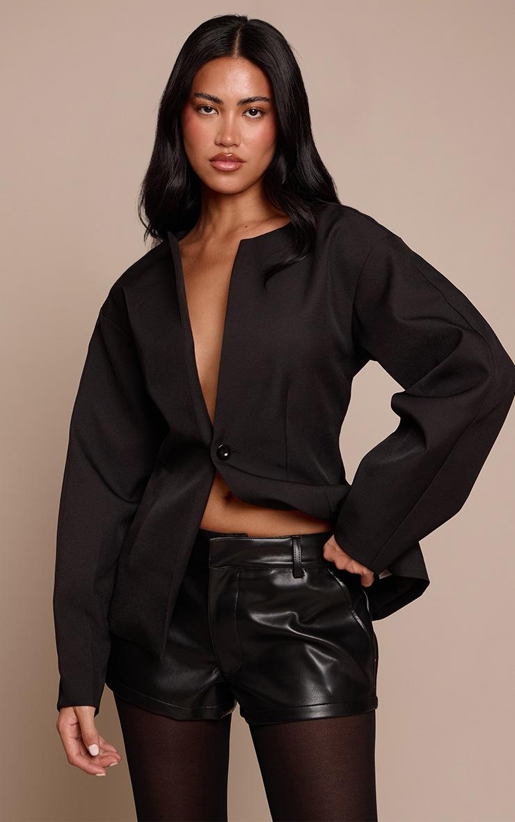 Pretty Little Thing Black Faux Leather Mini Hot Pants